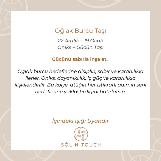 Oğlak Burcu Taşı - Oniks Kolye