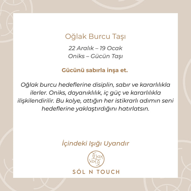 Oğlak Burcu Taşı - Oniks Kolye