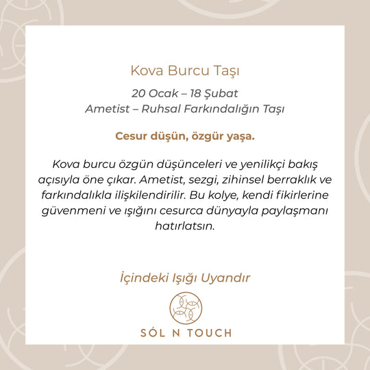 Kova Burcu Taşı - Ametist Kolye