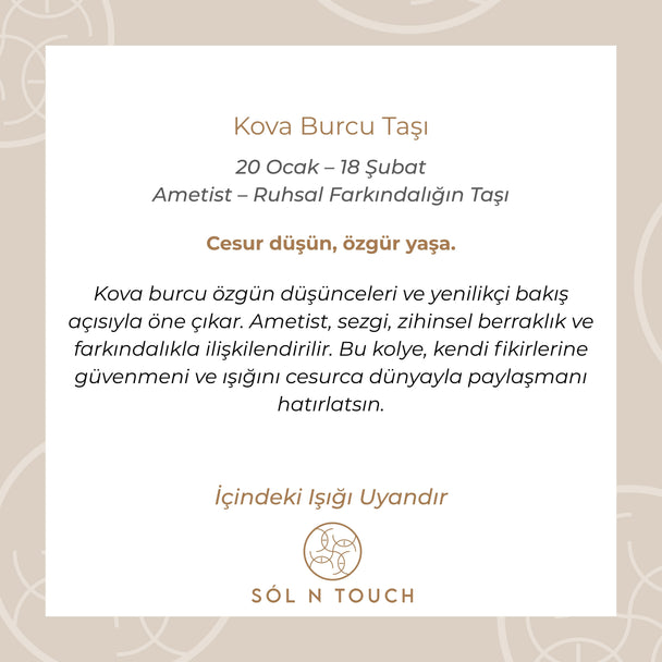 Kova Burcu Taşı - Ametist Kolye