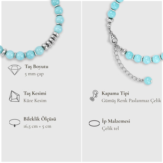 Yeni Başlangıçların Taşı – Amazonit Bileklik (Silver Hematit)