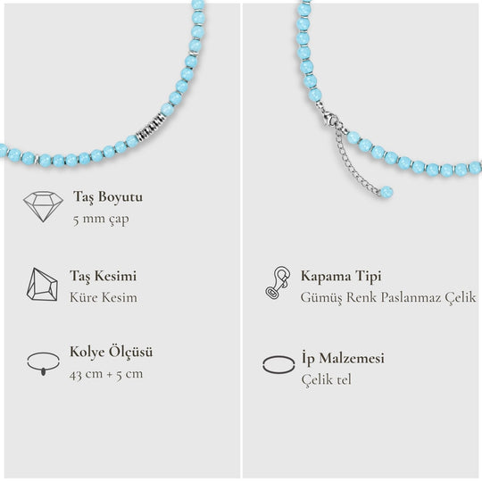 Yeni Başlangıçların Taşı – Amazonit Kolye (Silver Hematit)