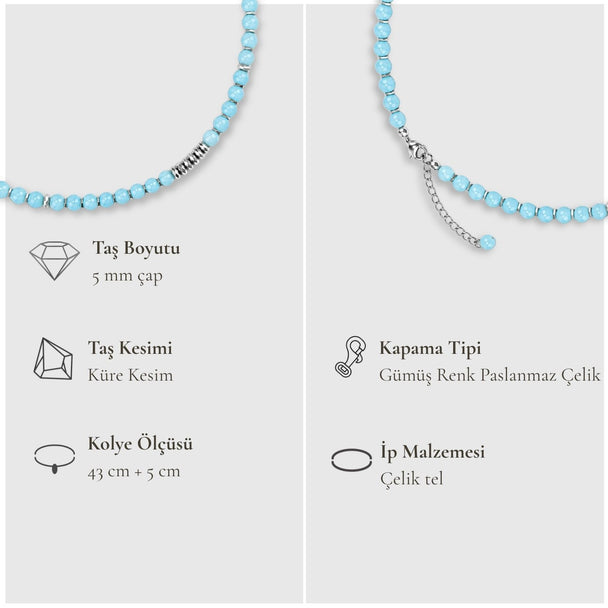 Yeni Başlangıçların Taşı – Amazonit Kolye (Silver Hematit)