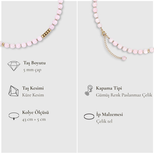 Sevginin Taşı – Pembe Kuvars Kolye
