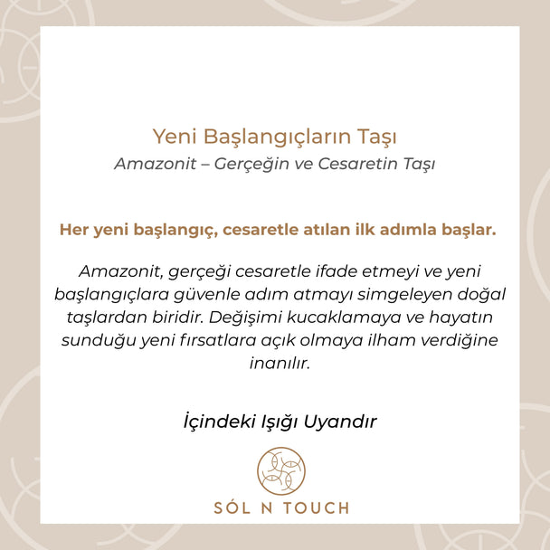 Yeni Başlangıçların Taşı – Amazonit Kolye (Gold Hematit)