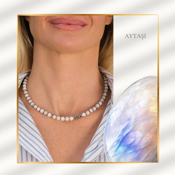 Yeniden Doğuşun Taşı – Ay Taşı Kolye (Silver Hematit)