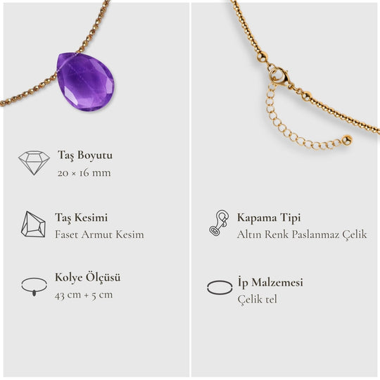 Bilgeliğin Kolyesi – Ametist & Gold Hematit