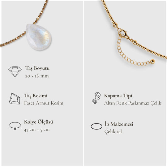 İnceliğin Kolyesi – Ay Taşı & Gold Hematit