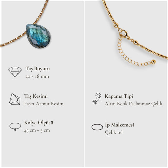 Dönüşümün Kolyesi – Labradorit & Gold Hematit