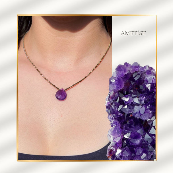 Bilgeliğin Kolyesi – Ametist & Gold Hematit