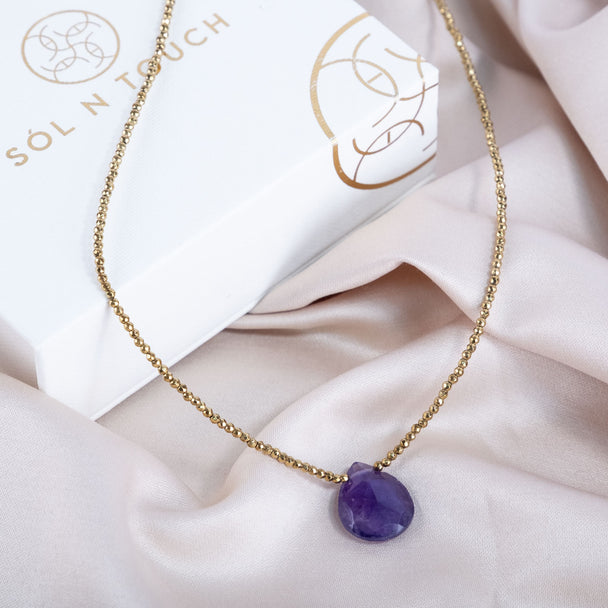 Bilgeliğin Kolyesi – Ametist & Gold Hematit