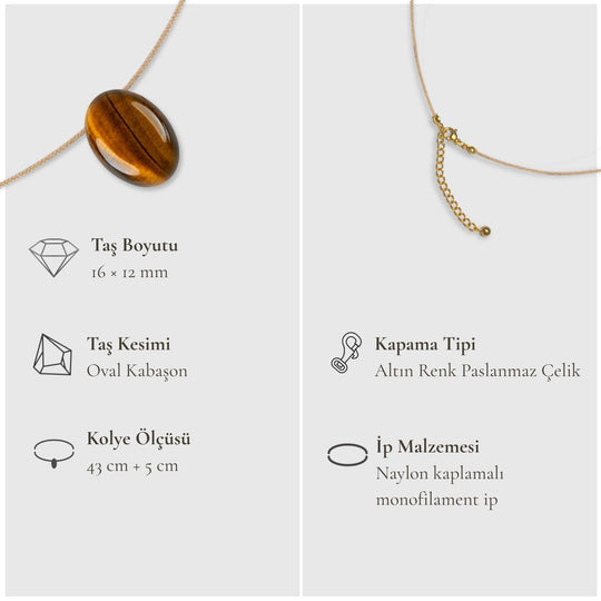 Aslan Burcu Taşı - Kaplan Gözü Kolye