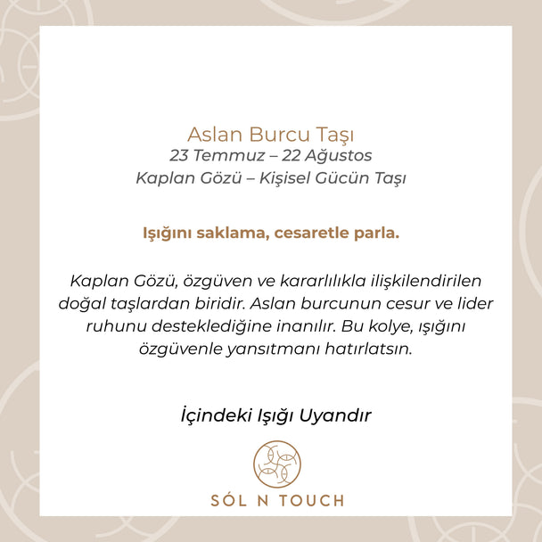Aslan Burcu Taşı - Kaplan Gözü Kolye