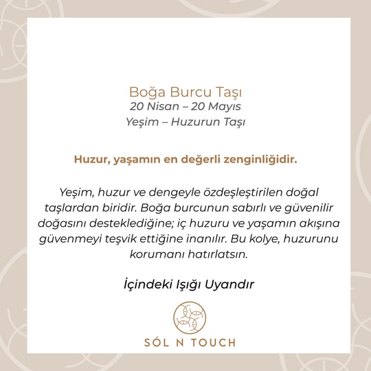 Boğa Burcu Taşı - Yeşim Kolye