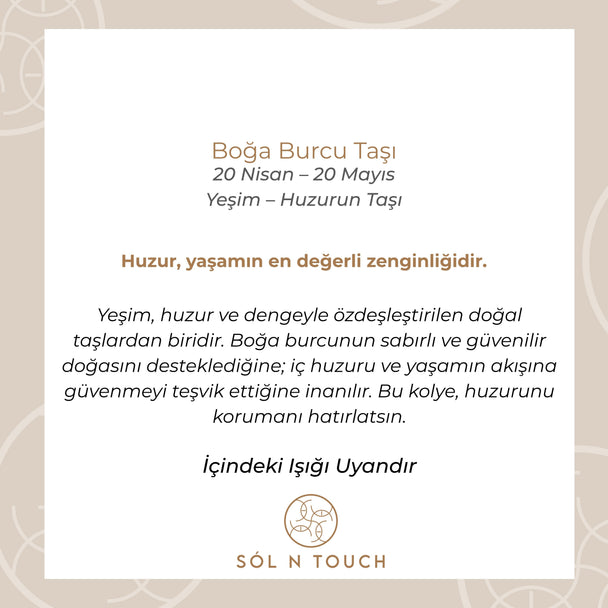Boğa Burcu Taşı - Yeşim Kolye