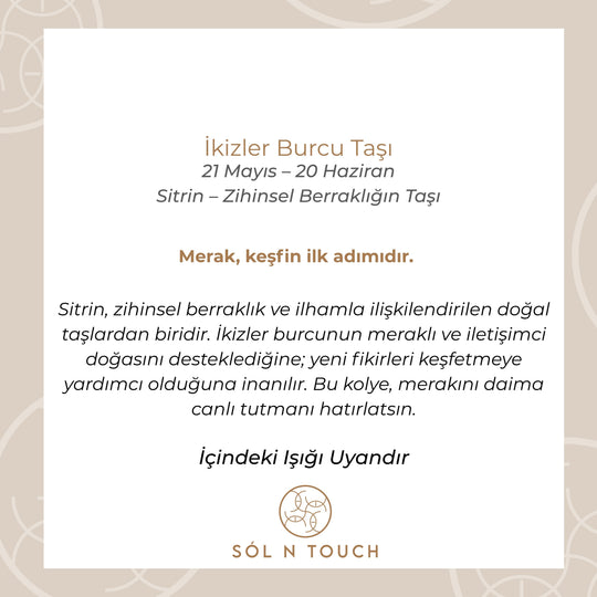İkizler Burcu Taşı - Sitrin Kolye