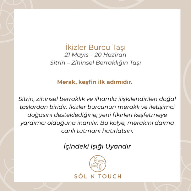 İkizler Burcu Taşı - Sitrin Kolye