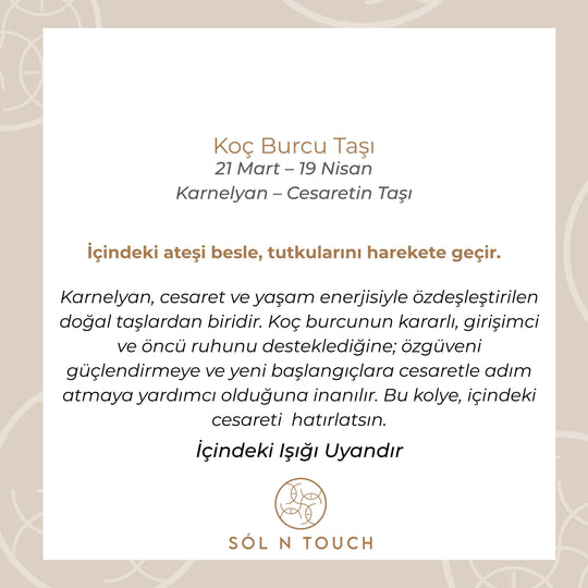 Koç Burcu Taşı - Karnelyan Kolye