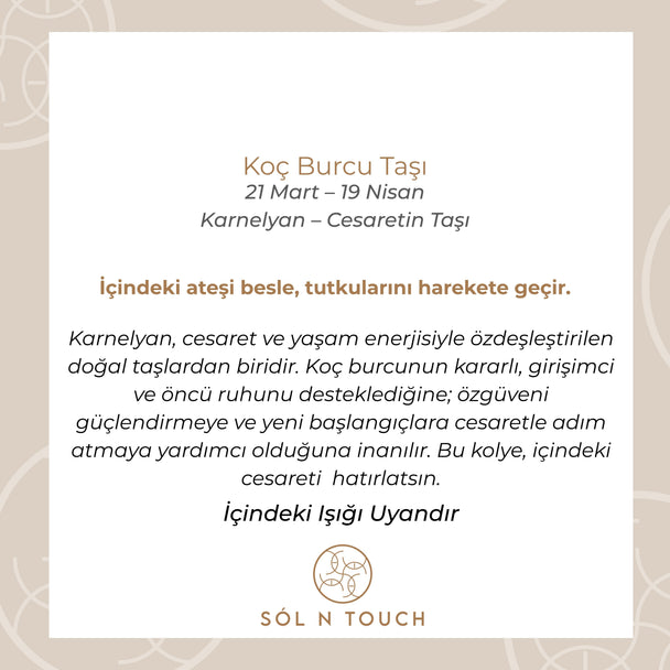 Koç Burcu Taşı - Karnelyan Kolye