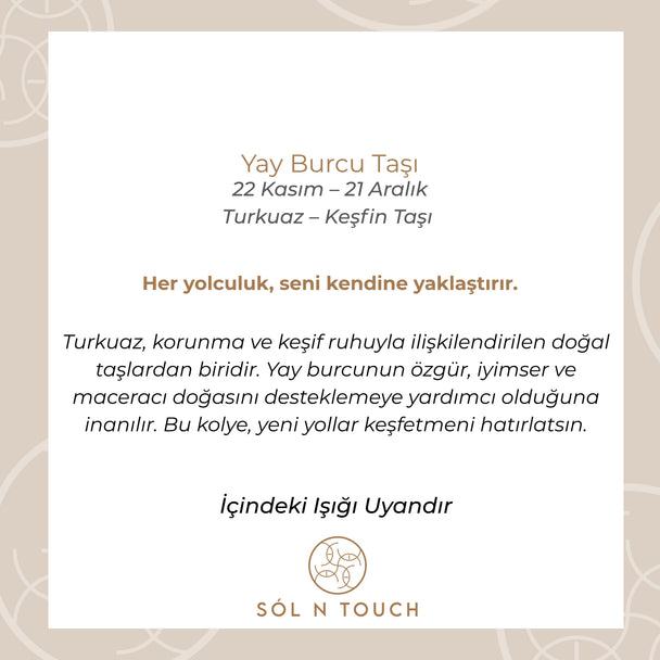 Yay Burcu Taşı - Turkuaz Kolye